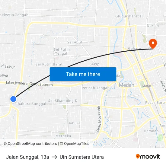 Jalan Sunggal, 13a to Uin Sumatera Utara map