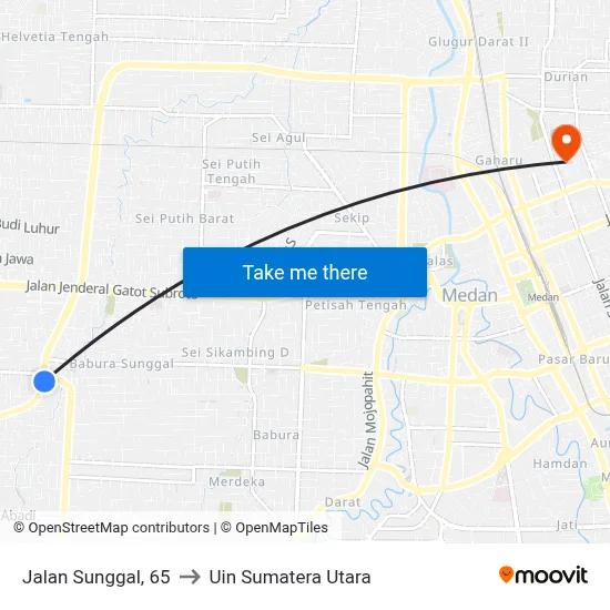 Jalan Sunggal, 65 to Uin Sumatera Utara map