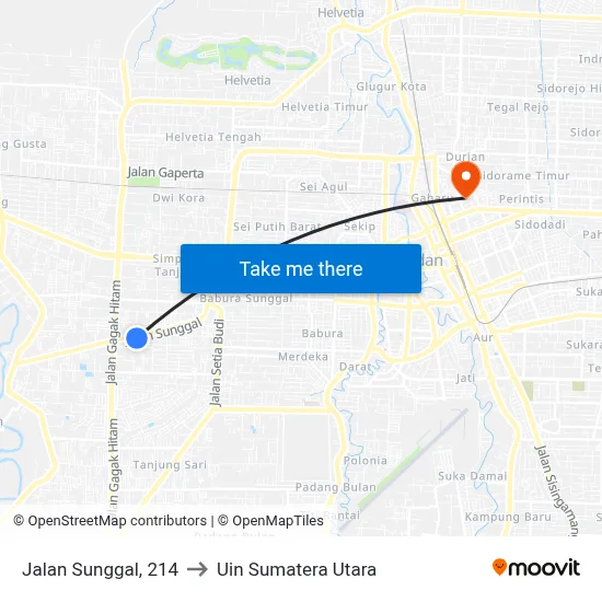 Jalan Sunggal, 214 to Uin Sumatera Utara map