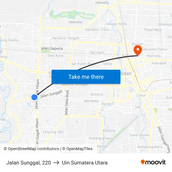 Jalan Sunggal, 220 to Uin Sumatera Utara map
