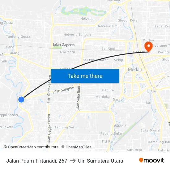 Jalan Pdam Tirtanadi, 267 to Uin Sumatera Utara map