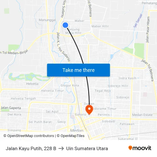 Jalan Kayu Putih, 228 B to Uin Sumatera Utara map