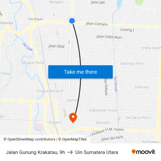 Jalan Gunung Krakatau, 9h to Uin Sumatera Utara map