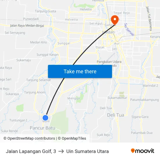 Jalan Lapangan Golf, 3 to Uin Sumatera Utara map