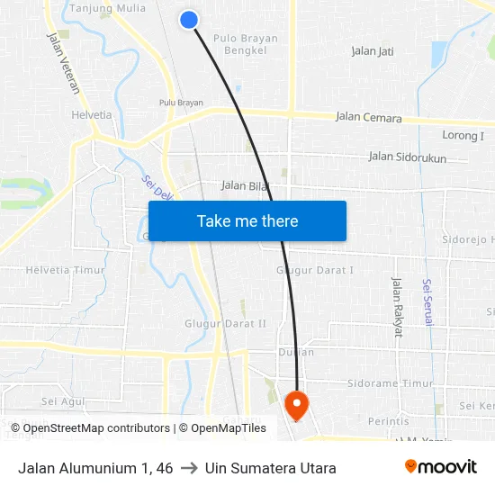 Jalan Alumunium 1, 46 to Uin Sumatera Utara map