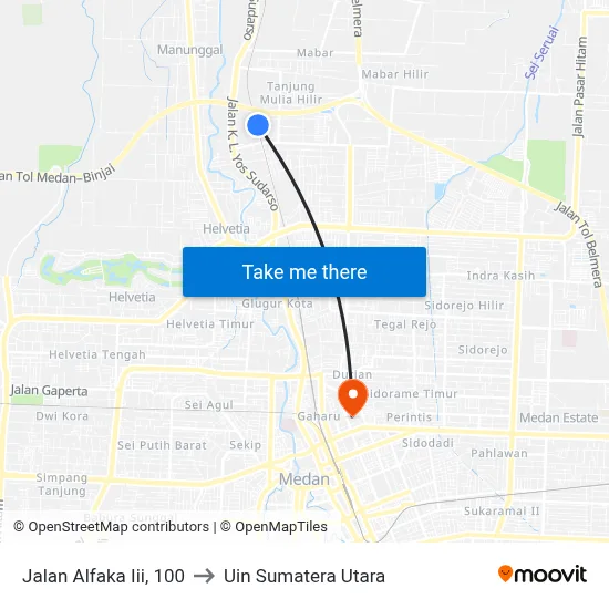Jalan Alfaka Iii, 100 to Uin Sumatera Utara map