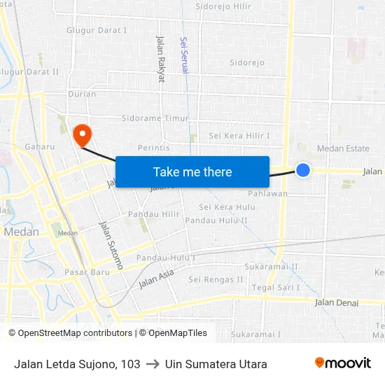 Jalan Letda Sujono, 103 to Uin Sumatera Utara map