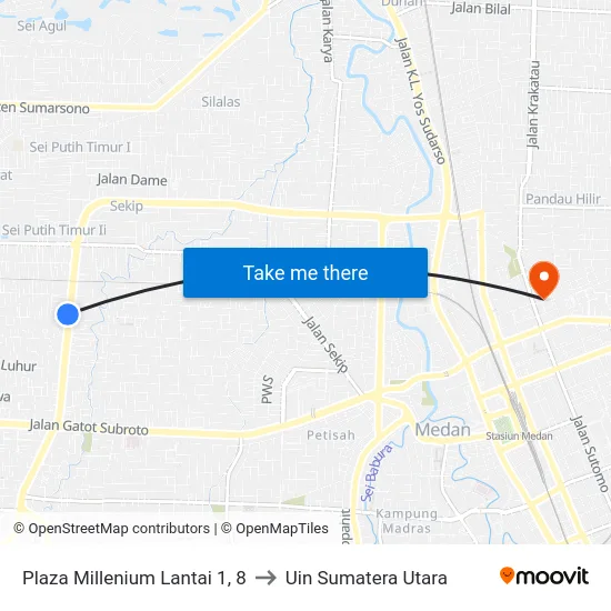Plaza Millenium Lantai 1, 8 to Uin Sumatera Utara map