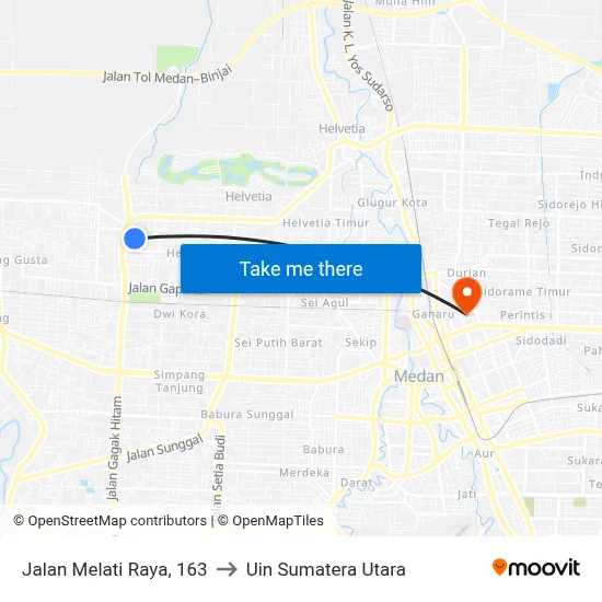 Jalan Melati Raya, 163 to Uin Sumatera Utara map