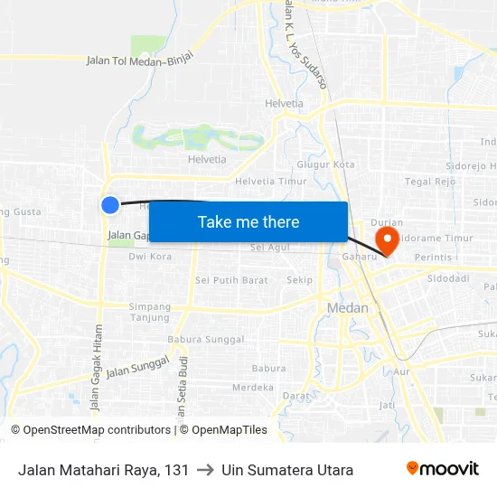 Jalan Matahari Raya, 131 to Uin Sumatera Utara map