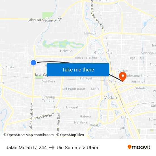 Jalan Melati Iv, 244 to Uin Sumatera Utara map