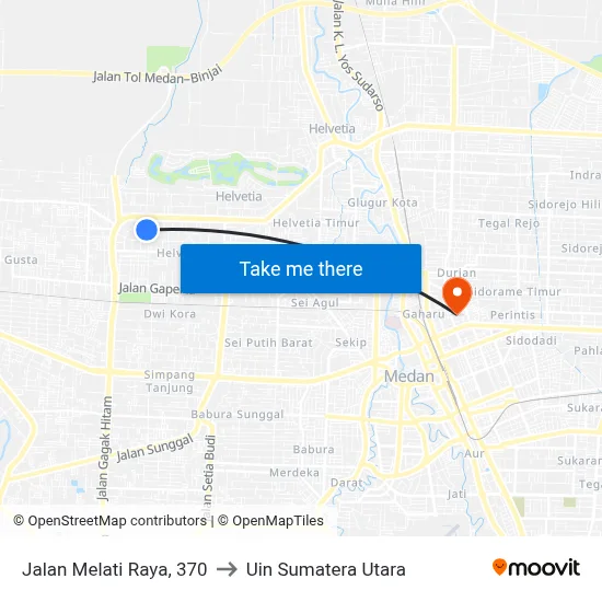 Jalan Melati Raya, 370 to Uin Sumatera Utara map