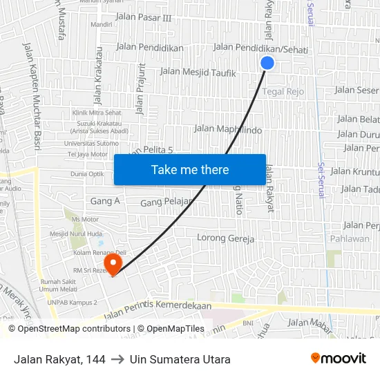 Jalan Rakyat, 144 to Uin Sumatera Utara map