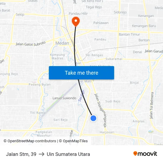 Jalan Stm, 39 to Uin Sumatera Utara map