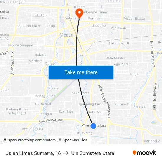 Jalan Lintas Sumatra, 16 to Uin Sumatera Utara map