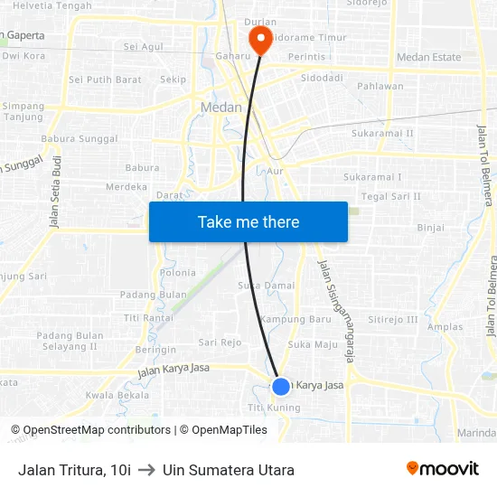 Jalan Tritura, 10i to Uin Sumatera Utara map