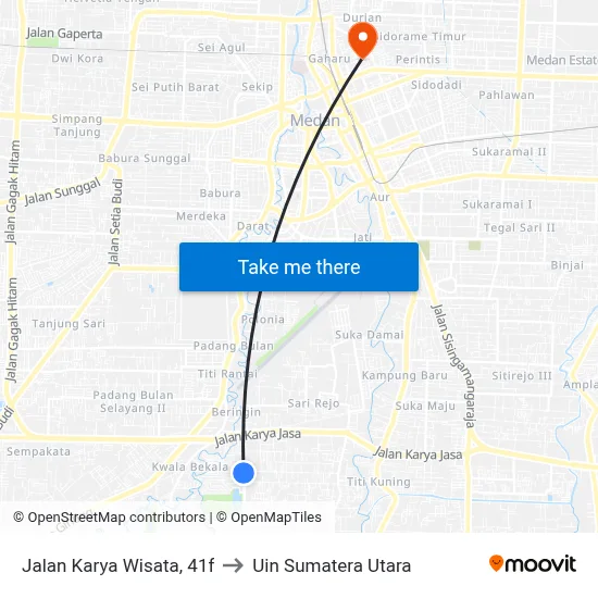 Jalan Karya Wisata, 41f to Uin Sumatera Utara map