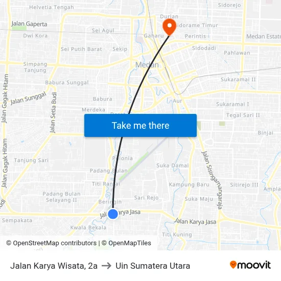 Jalan Karya Wisata, 2a to Uin Sumatera Utara map