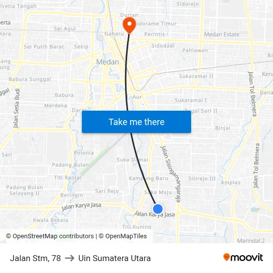 Jalan Stm, 78 to Uin Sumatera Utara map