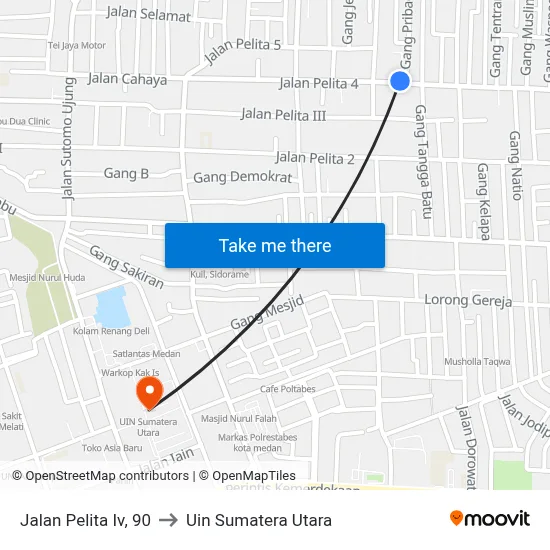 Jalan Pelita Iv, 90 to Uin Sumatera Utara map