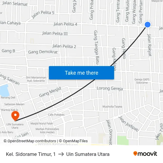 Kel. Sidorame Timur, 1 to Uin Sumatera Utara map