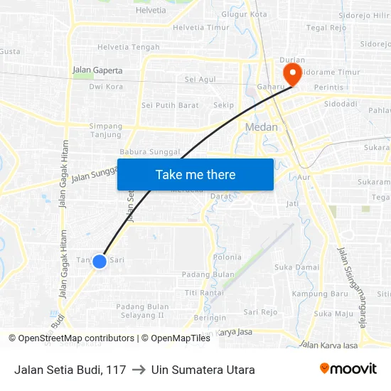 Jalan Setia Budi, 117 to Uin Sumatera Utara map