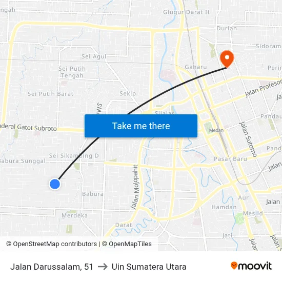 Jalan Darussalam, 51 to Uin Sumatera Utara map