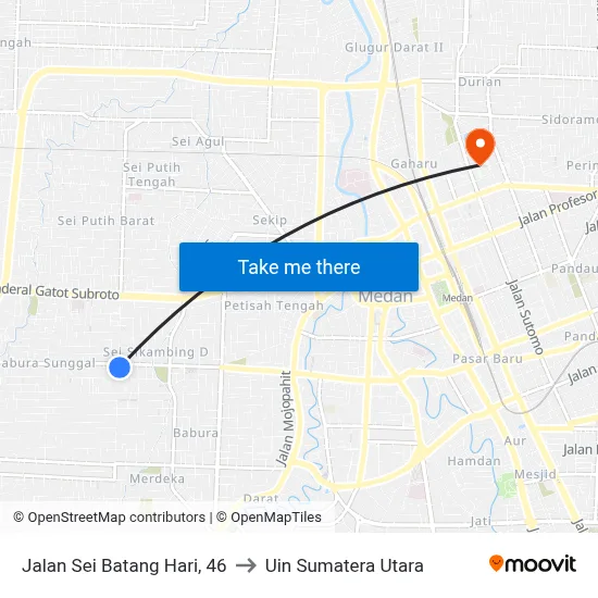 Jalan Sei Batang Hari, 46 to Uin Sumatera Utara map