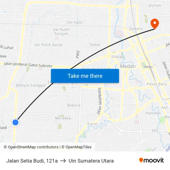 Jalan Setia Budi, 121a to Uin Sumatera Utara map