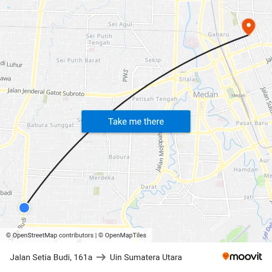 Jalan Setia Budi, 161a to Uin Sumatera Utara map
