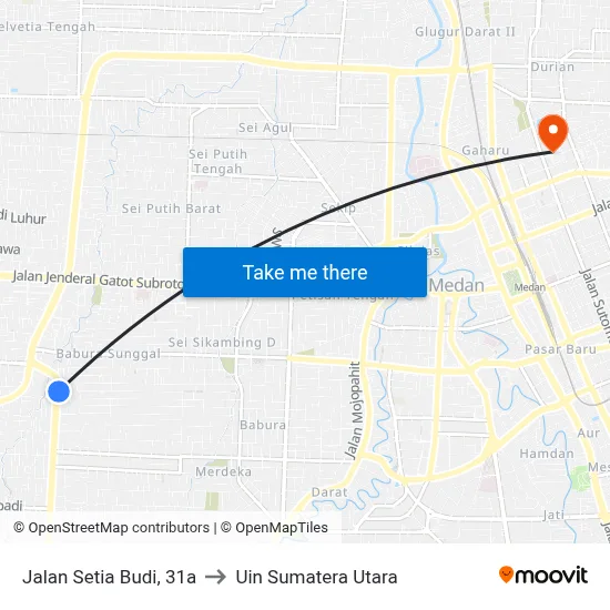 Jalan Setia Budi, 31a to Uin Sumatera Utara map