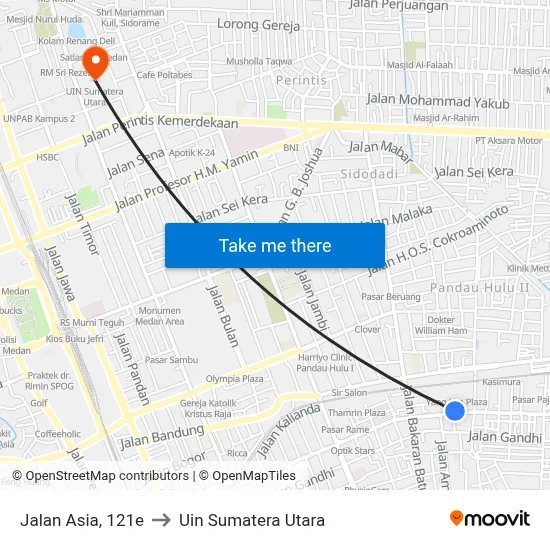 Jalan Asia, 121e to Uin Sumatera Utara map