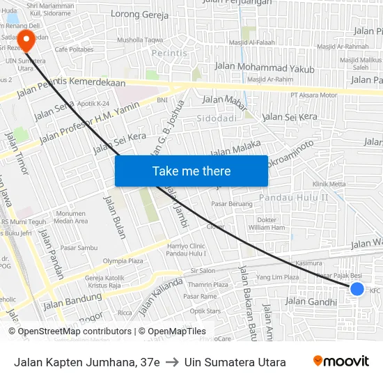 Jalan Kapten Jumhana, 37e to Uin Sumatera Utara map
