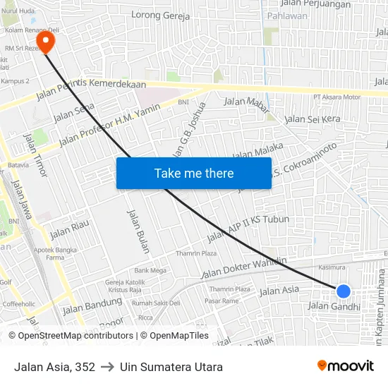 Jalan Asia, 352 to Uin Sumatera Utara map