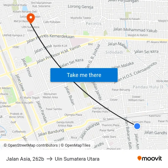 Jalan Asia, 262b to Uin Sumatera Utara map