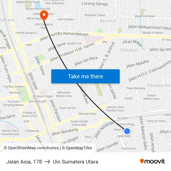 Jalan Asia, 178 to Uin Sumatera Utara map