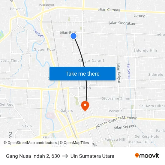 Gang Nusa Indah 2, 630 to Uin Sumatera Utara map