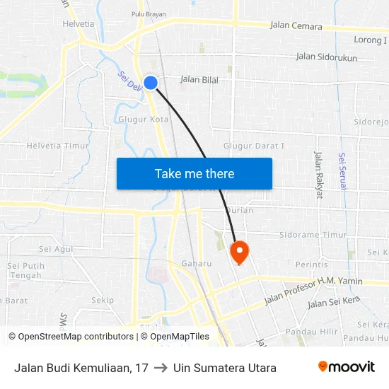 Jalan Budi Kemuliaan, 17 to Uin Sumatera Utara map