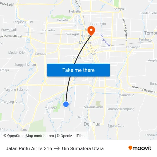 Jalan Pintu Air Iv, 316 to Uin Sumatera Utara map