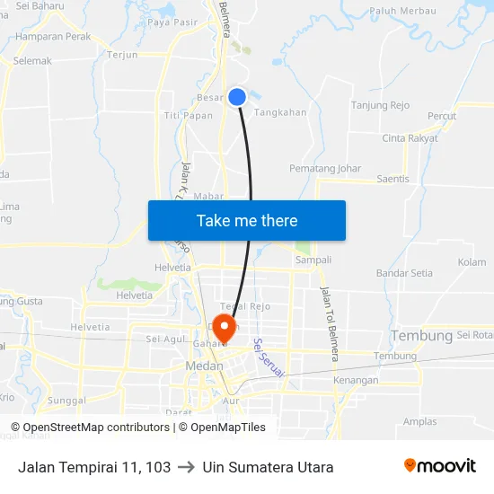 Jalan Tempirai 11, 103 to Uin Sumatera Utara map