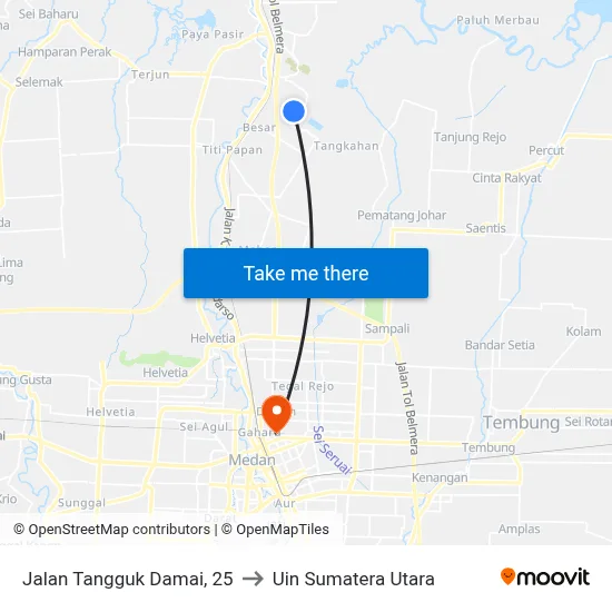 Jalan Tangguk Damai, 25 to Uin Sumatera Utara map