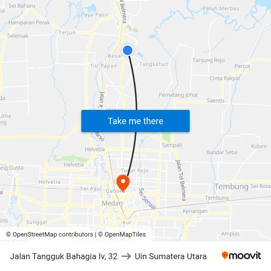 Jalan Tangguk Bahagia Iv, 32 to Uin Sumatera Utara map