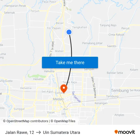 Jalan Rawe, 12 to Uin Sumatera Utara map