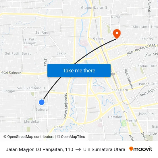 Jalan Mayjen D.I Panjaitan, 110 to Uin Sumatera Utara map
