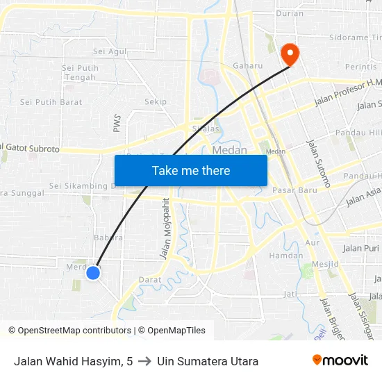 Jalan Wahid Hasyim, 5 to Uin Sumatera Utara map