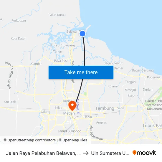 Jalan Raya Pelabuhan Belawan, 5001 to Uin Sumatera Utara map