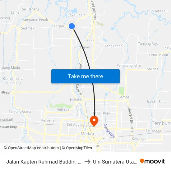 Jalan Kapten Rahmad Buddin, 41 to Uin Sumatera Utara map