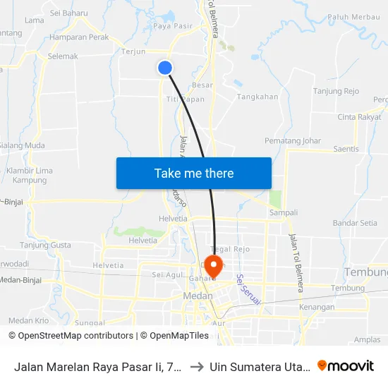Jalan Marelan Raya Pasar Ii, 78d to Uin Sumatera Utara map