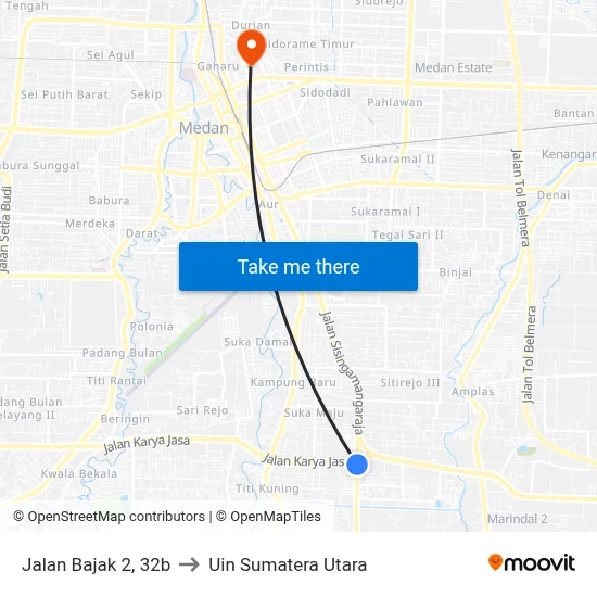 Jalan Bajak 2, 32b to Uin Sumatera Utara map