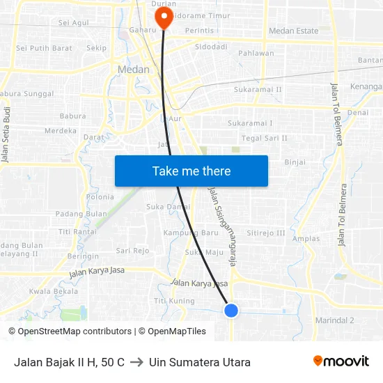 Jalan Bajak II H, 50 C to Uin Sumatera Utara map